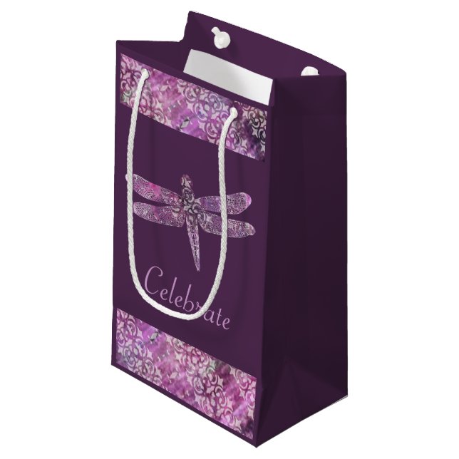 Purple Patina: Dragonfly Small Gift Bag (Front Angled)