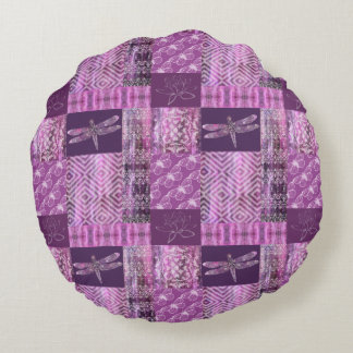 Purple Patina: Mosaic Round Pillow