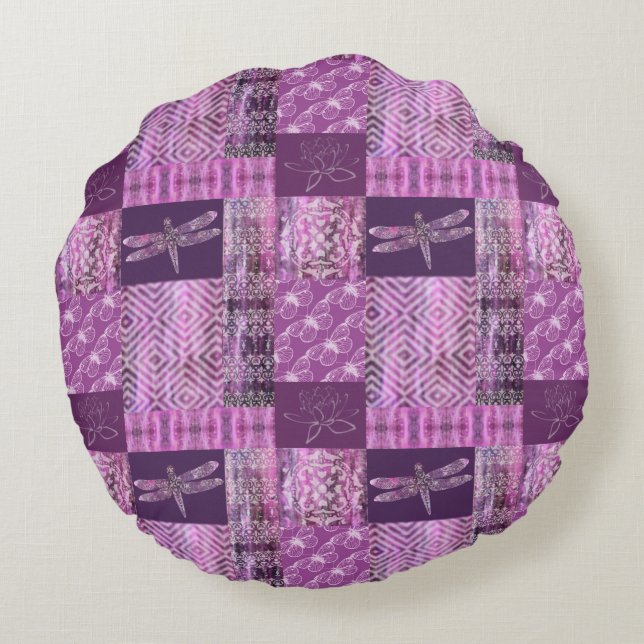 Purple Patina: Mosaic Round Pillow (Back)