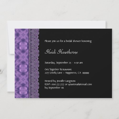 Purple Pattern and Lace Bridal Shower Invitations