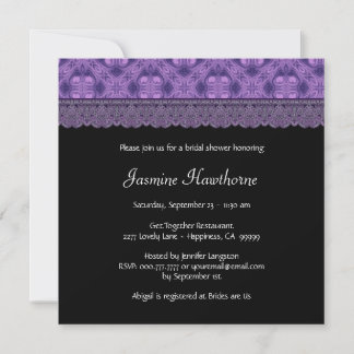 Purple Pattern and Lace Bridal Shower Invitation