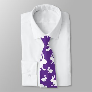 Purple Pattern Bunnies Neck Tie