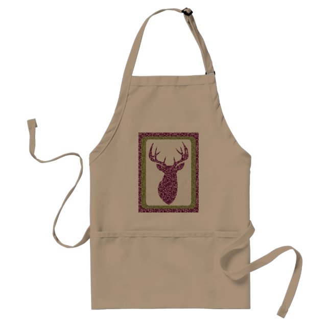Purple Pattern Deer head Adult Apron (Front)