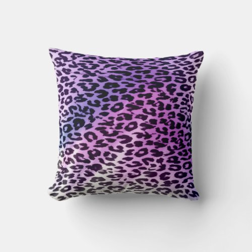 Purple pattern leopard fur abstract throw pillow