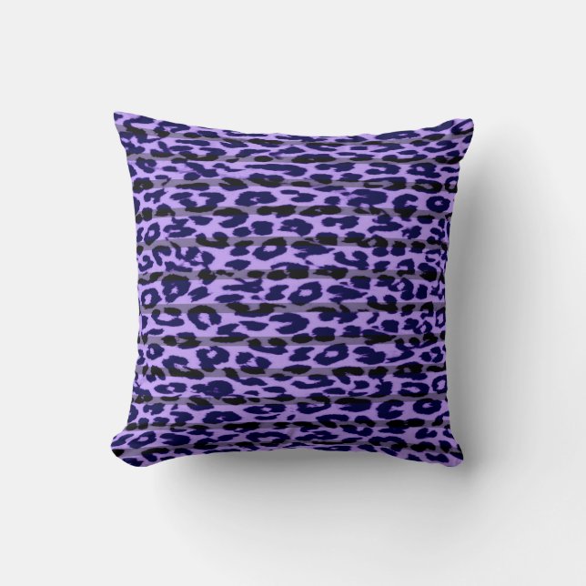 Purple pattern leopard fur abstract throw pillow (Front)