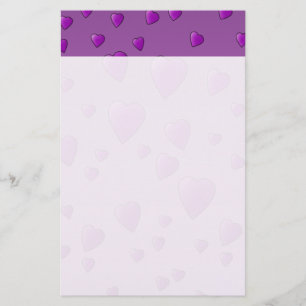 Purple Pattern of Love Hearts. Stationery