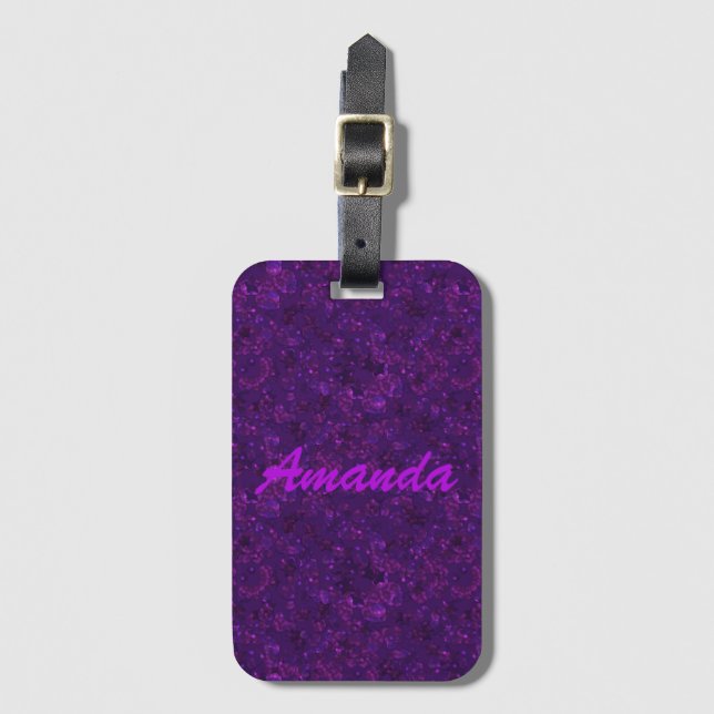 Purple pattern, purple confetti luggage tag (Front Vertical)