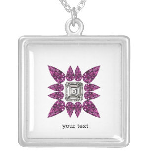 Purple Pattern Silver Plated Necklace