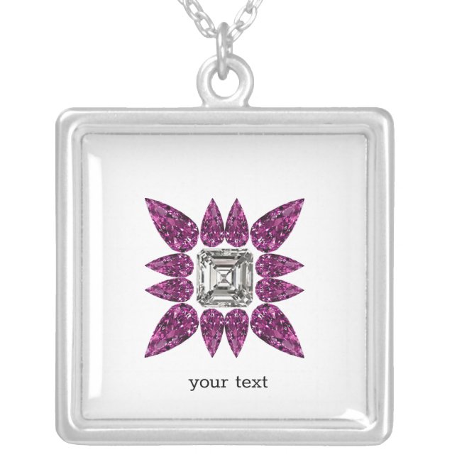 Purple Pattern Silver Plated Necklace (Front)