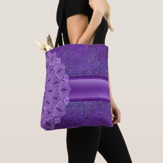 Purple Pattern with faux Ribbon Tote Bag