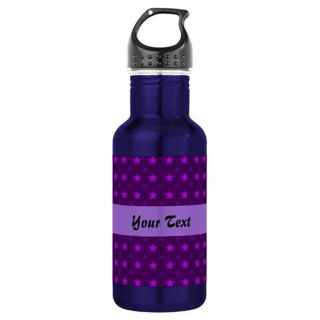Purple pattern with stars stainless steel water bottle (Front)