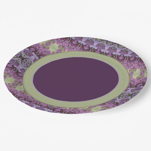 Purple Patterned Design Paper Plates (Angled)
