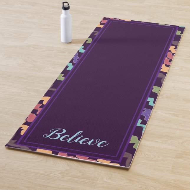 Purple Patterned Reversible Print Yoga Mat (In Situ)