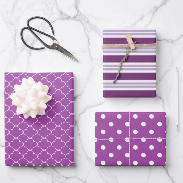 Purple Patterned Wrapping Paper Sheets (Front)