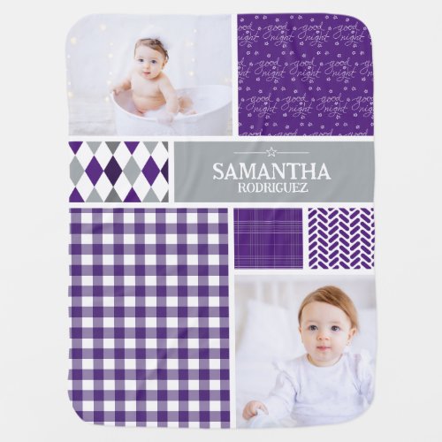 Purple Patterns Photo Baby Blanket