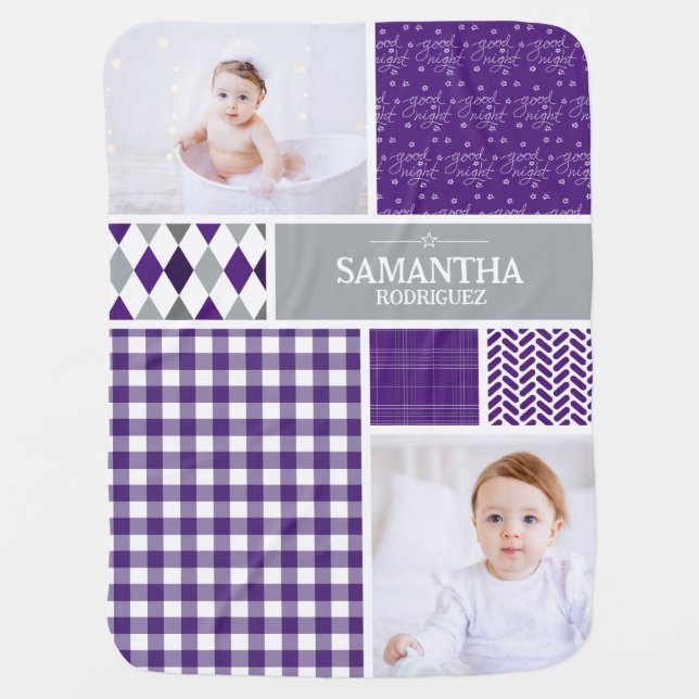 Purple Patterns Photo Baby Blanket (Front)