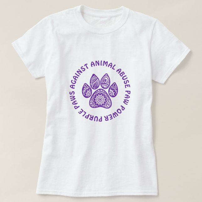 Purple Paw For Animal Abuse Awareness Personalized T-Shirt (Design Front)