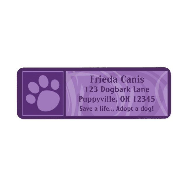 Purple Paw Print Address Labels (Front)