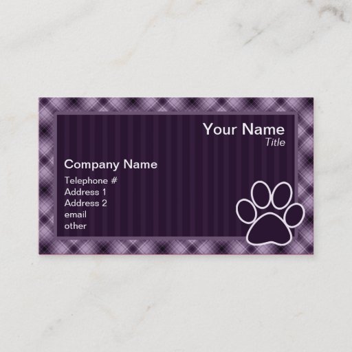 Customizable Purple Paw Print Business Card Template
