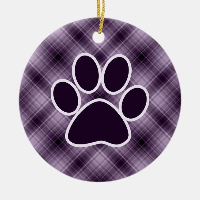 Purple Paw Print Ceramic Ornament (Front)