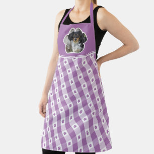 Purple Paw Print Check Pattern Dog Photo Apron