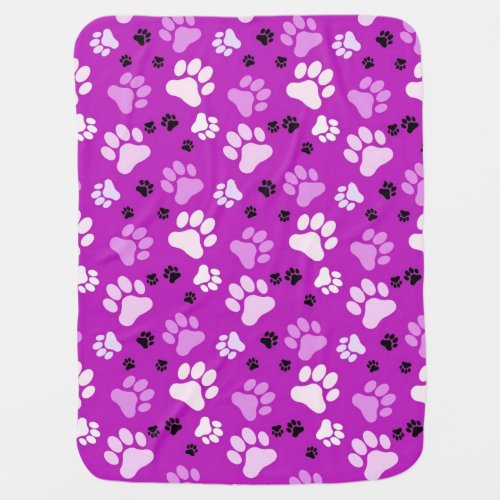 Purple Paw Print Dog Crate Blanket