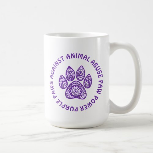 Purple Paw Print For Animal Abuse Awareness Coffee Mug