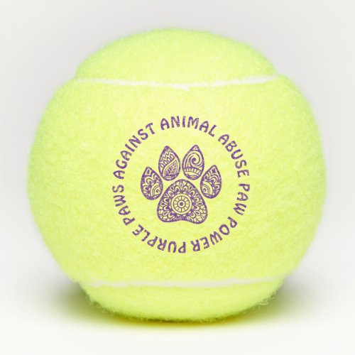 Purple Paw Print For Animal Abuse Awareness Tennis Balls