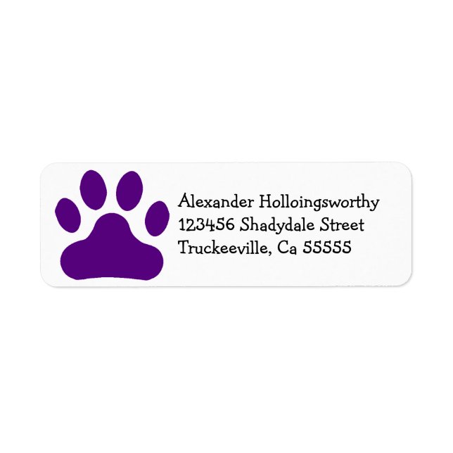Purple Paw Print Label (Front)