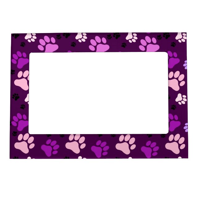 Purple Paw Print Magnetic Photo Frame (Front)