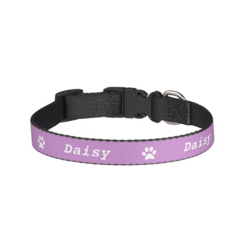 Purple Paw Print Name Pet Collar