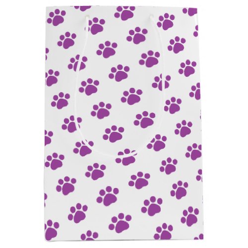 Purple Paw Print Pattern Medium Gift Bag