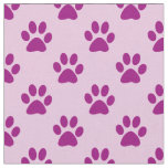 Purple Paw Print Pattern on Pink Fabric