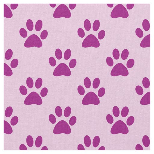Purple Paw Print Pattern on Pink Fabric