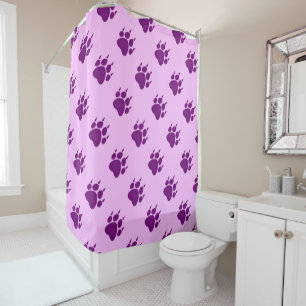 Purple Paw Print Pattern Shower Curtain
