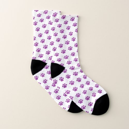 Purple Paw Print Pattern Socks