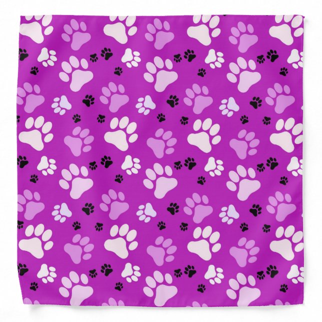 Purple Paw Prints | Dog Bandana (Front)