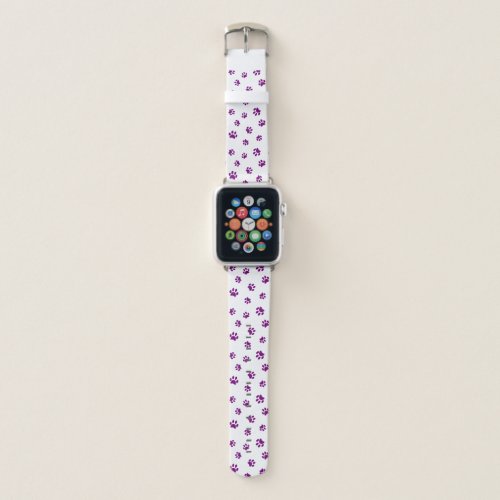 Purple Paw Prints Pattern Apple Watch Band