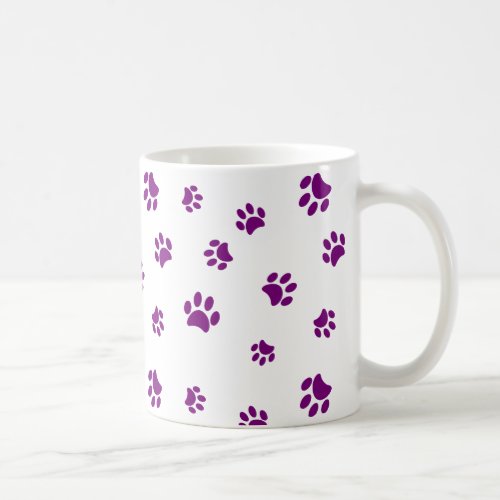 Purple Paw Prints Pattern Coffee Mug