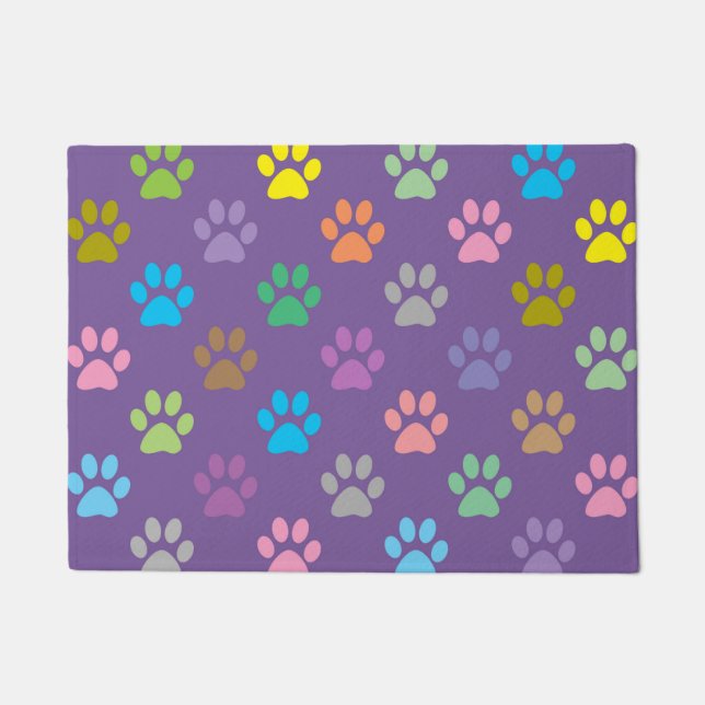 Purple paw prints pattern doormat (Front)