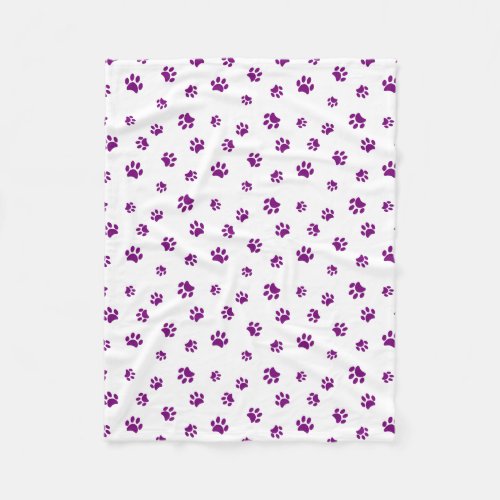 Purple Paw Prints Pattern Fleece Blanket