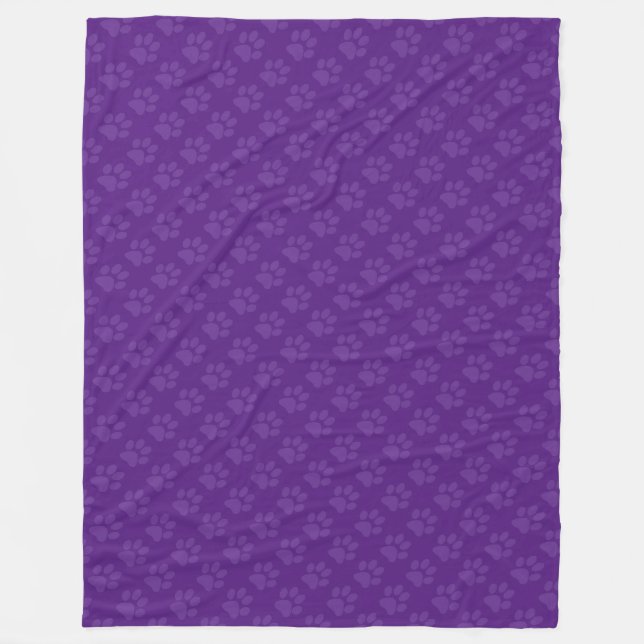 Purple Paw Prints Pattern Fleece Blanket (Front)