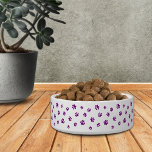 Purple Paw Prints Pattern Small Bowl<br><div class="desc">Add some whimsy to your pet's day with this cute purple paw print patterned small pet bowl!</div>