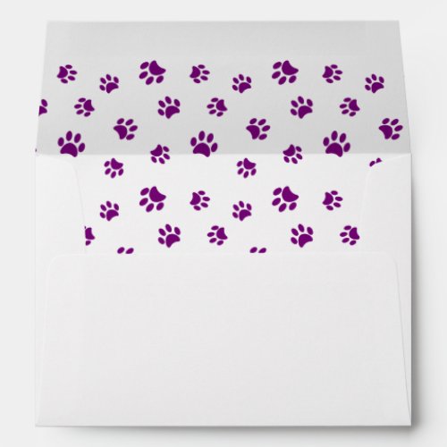Purple Paw Prints with Name and Address Envelope