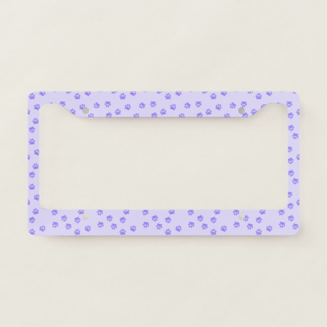 Purple pawprints license plate frame (Front)