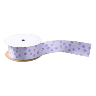 Purple pawprints satin ribbon