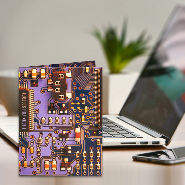 Purple PCB board, electronic parts printed circuit Thank You Card (Creator Uploaded)