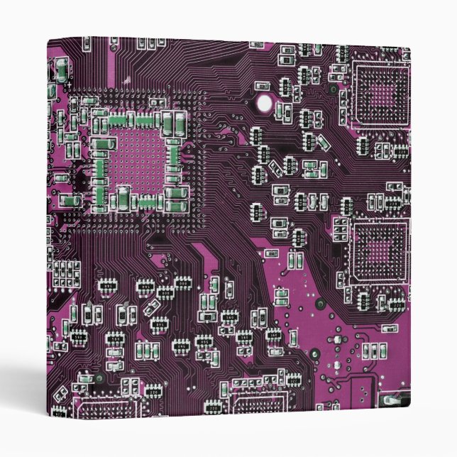 Purple PCB Circuit Board Design for IT Pros 3 Ring Binder (Front/Spine)