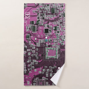 Purple PCB Circuit Board Design for IT Pros Bath Towel