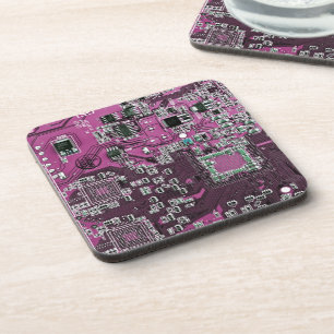 Purple PCB Circuit Board Design for IT Pros Beverage Coaster